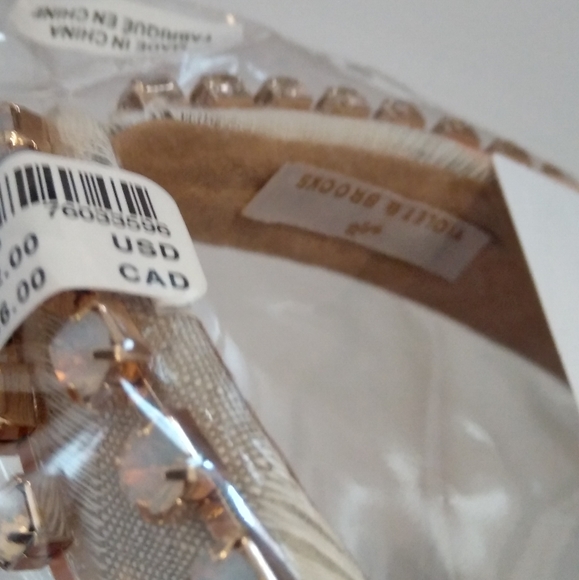 ♥️NWT Anthropologie Violet & Brooks Striped Peach/White Linen Crystal Headband - Picture 9 of 10